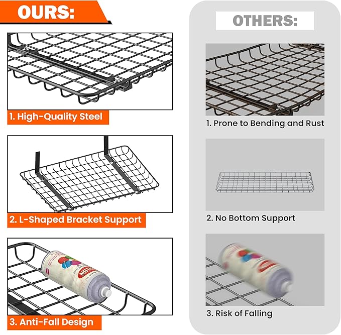 Ultrawall Wall Mounted Storage Shelf, Garage Wall Shelves 24x12 Inch, Metal Shelf Rack, Heavy-Duty Wall Organizer for Closet, Kitchen, Laundry Room 2 Pack, Black