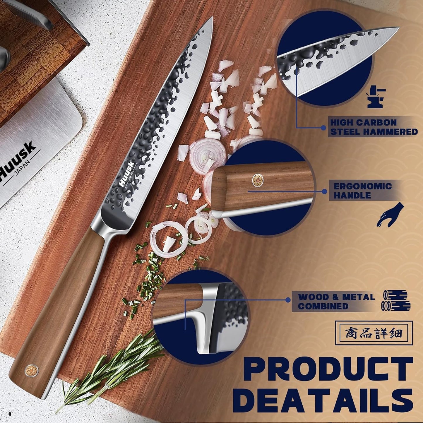 Huusk Kitchen Utility Knife 5.5" Paring Knife Ultra Sharp High Carbon Steel Tomato Knives Japan Chef Knife Multipurpose Kitchen Knife for Fruit and Vegetable with Premium Present Box