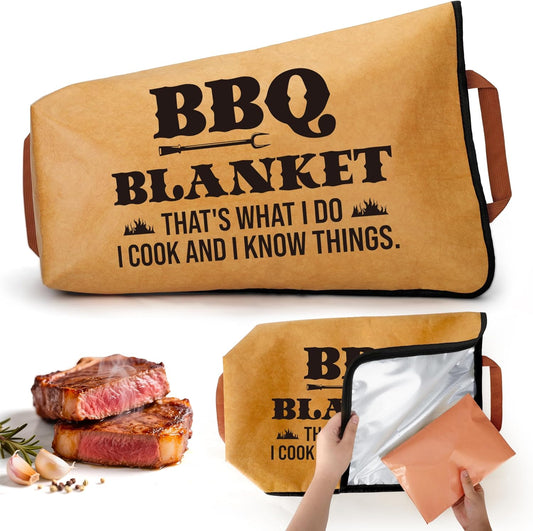 BBQ Blanket for Resting Meat, 21IN Meat Resting Blanket Bag Men Gifts for, Dad, Papa, Husband Insulated Reusable Smoker Grilling Meat Wide Mouth Bag, BBQ Accessories for Large Beef/Brisket/Turkey