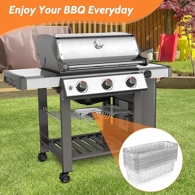 20 Pack Grill Drip Pans, Aluminum Foil Drip Pan Grease Catcher Cup Liner Compatible with Weber SmokeFire EX4/EX6/EPX6, Summit & Genesis II 400/600 Series, 11 x 5” Disposable Grill Grease Tray