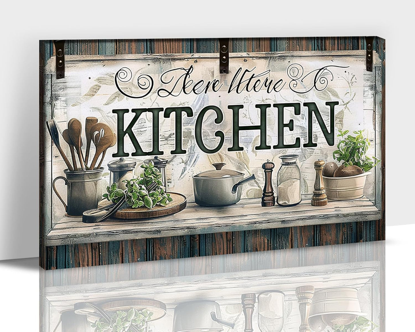 GUTTATY Farmhouse Wall Art Rustic Kitchen Decor, Ready to Hang Graffiti Kitchen Canvas Print Spoon And Vegetable,Vintage Posters Prints for Dinning Room Home Kitchen Restaurant Painting 24×36 Inch