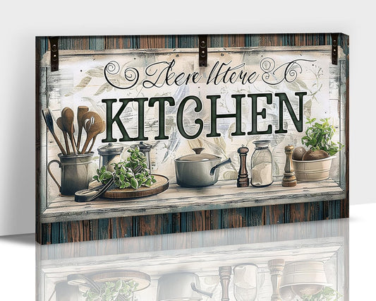 GUTTATY Farmhouse Wall Art Rustic Kitchen Decor, Ready to Hang Graffiti Kitchen Canvas Print Spoon And Vegetable,Vintage Posters Prints for Dinning Room Home Kitchen Restaurant Painting 32×48 Inch