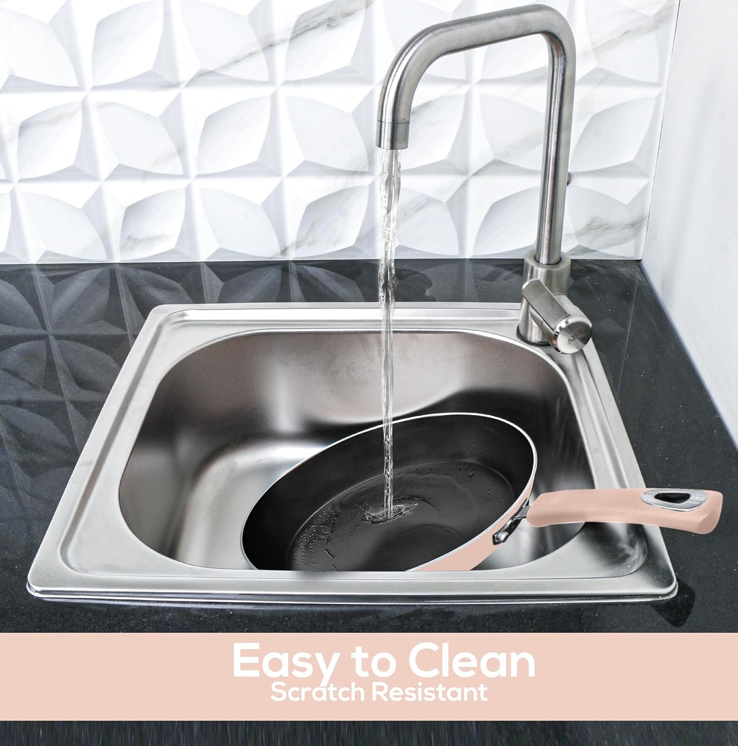 Utopia Kitchen Nonstick Cookware 3 Piece Set, Non-Stick Frying Pans with Induction Bottom, 8, 9.5 & 11 Inches Frying Pans with Bakelite Handles, PFOA Free, Pink & Black