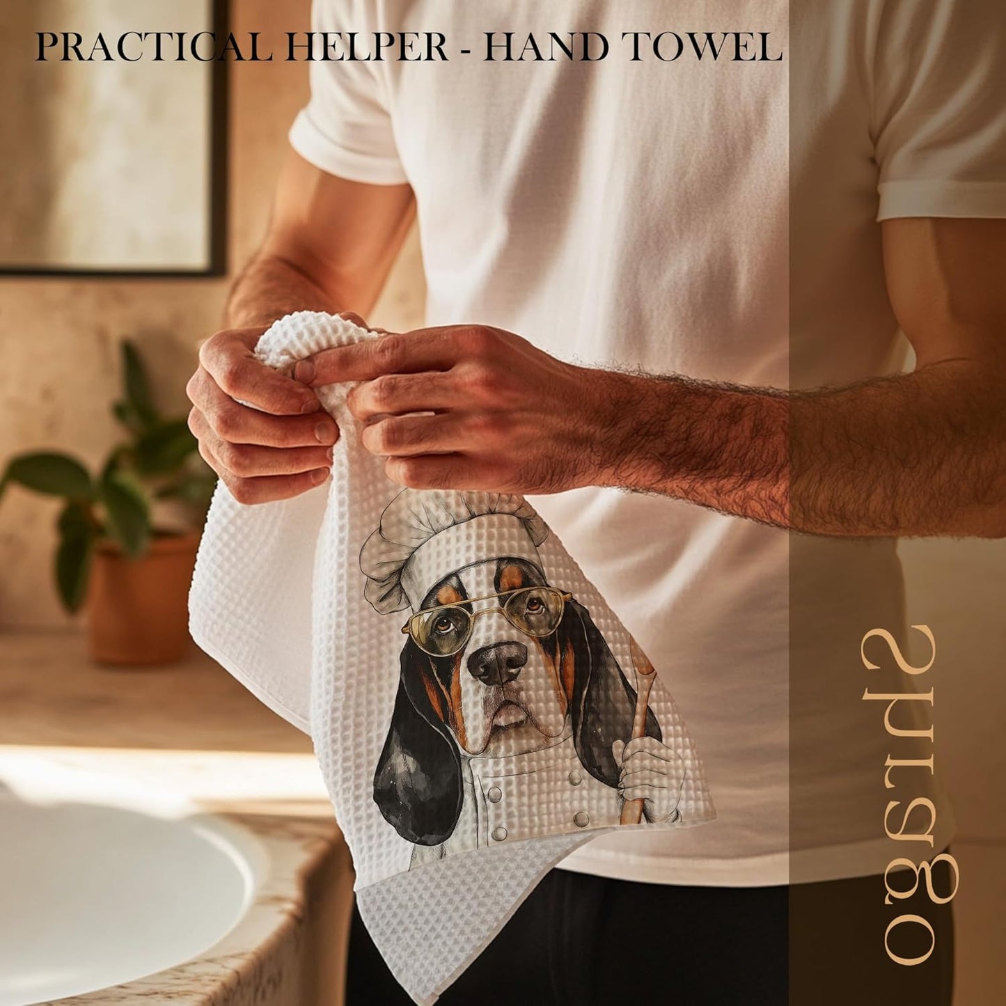Funny Basset Hound Dog Kitchen Towels, Basset Hound Gifts for Women Dish Tea Towels for Kitchen, Dog Lovers Mom Dad Owner Gifts Decorative Hand Towels, 16x24 Inch