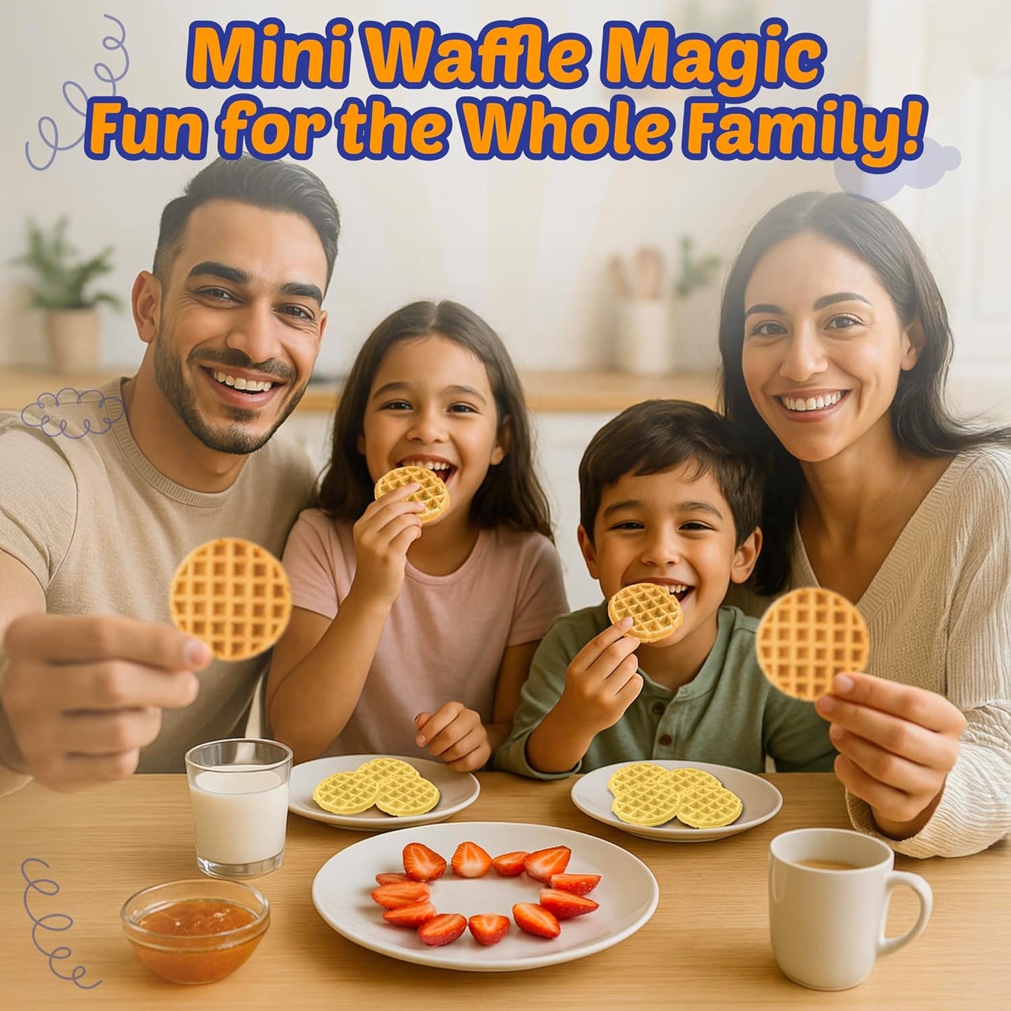 StarBlue Mini Waffle Bites Maker with FREE Waffle Tongs - 8 x 2” Tiny Waffle Bites, Non-Stick, Fast Heating, Perfect for Kids’ Breakfast, Snacks, Compact & Easy to Clean, White, 120V 60Hz 750W