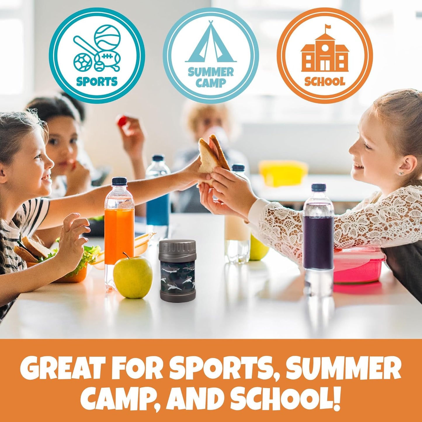 Bentology Insulated 13oz Food Jar for Kids- Hot or Cold Food, Soups, Liquids, Noodles - Wide Mouth Stainless Steel Container & BPA Free, Large Leak Proof thermos for Back to School Lunch Boxes, Bags