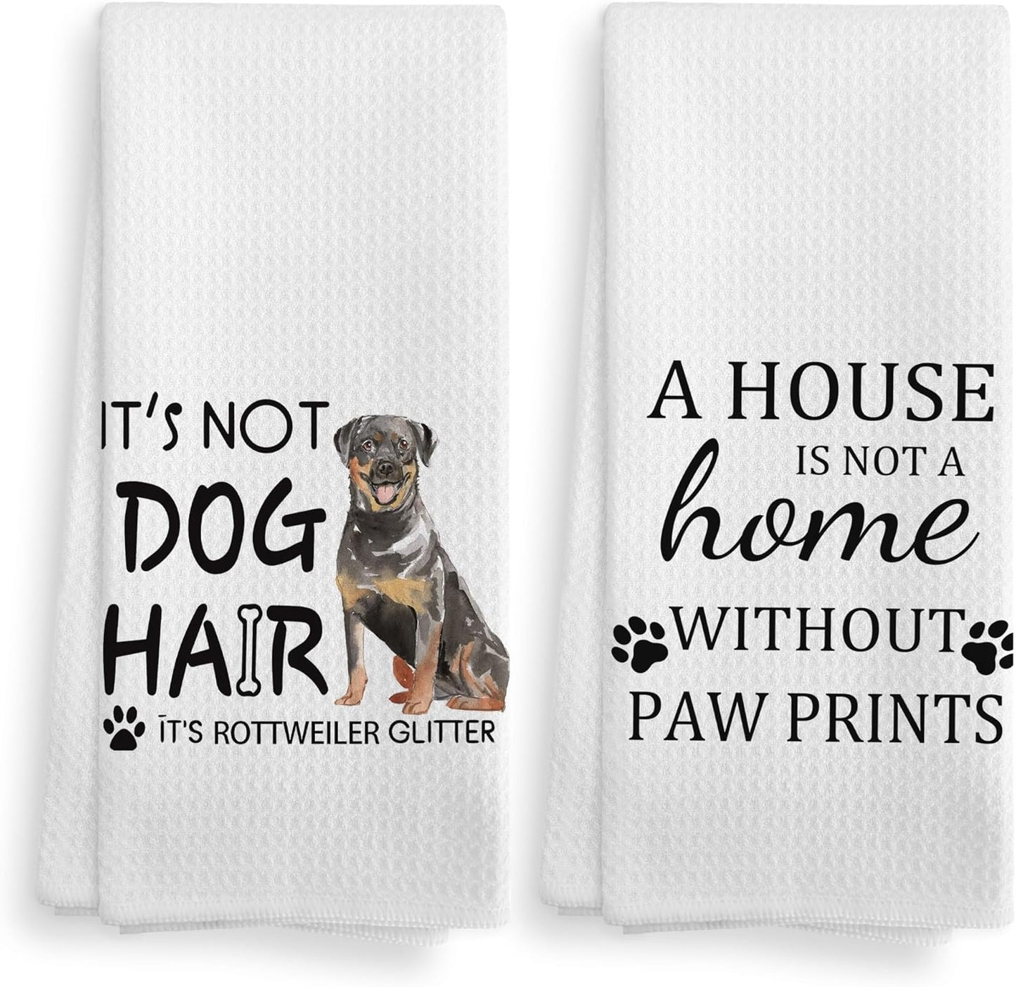 Rottweiler Kitchen Towels and Dishcloths Set of 2, Rottweiler Gifts for Women, Dog Kitchen Towels, Dog Hand Towels, 16×24 Inch