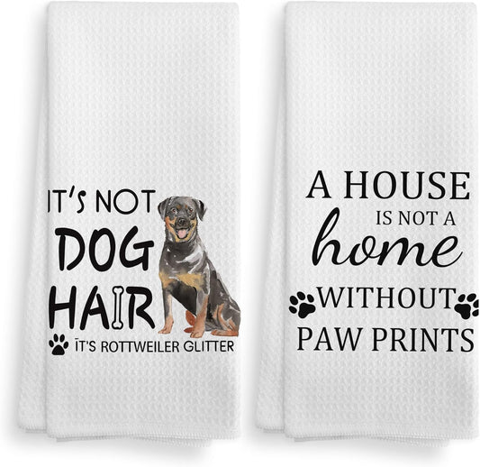 Rottweiler Kitchen Towels and Dishcloths Set of 2, Rottweiler Gifts for Women, Dog Kitchen Towels, Dog Hand Towels, 16×24 Inch