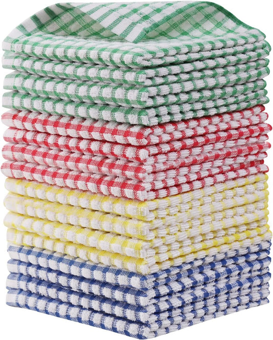 Egles 16 Packs Kitchen Dishcloths 12x12 Inches 100% Cotton Kitchen Dish Cloths for Washing Dishes Scrubbing Wash Cloths Dish Towels Sets (Mix Color)