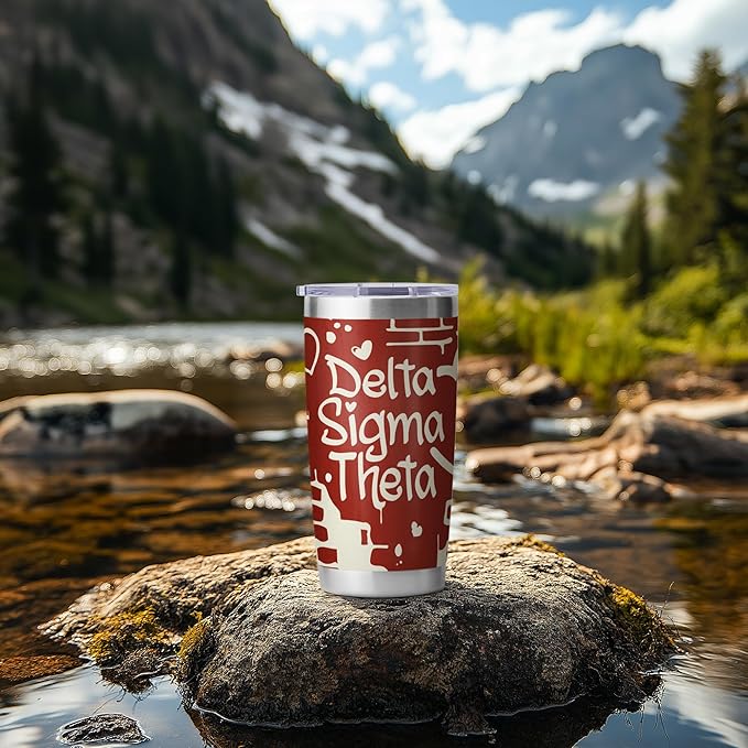Delta Sigma Theta Sorority Paraphernalia - Official Vendor - 20 oz Stainless Steel Insulated Sublimation Tumbler - Heart