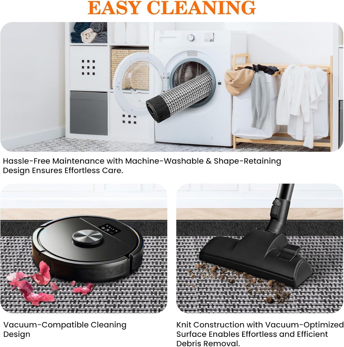 StepRite Kitchen Rugs, Kitchen Mats for Floor, 70"x20" Non-Slip Machine-Washable Kitchen Throw Rug, Absorbent Kitchen Runner Rugs Office, Kitchen Sink Standing Desk Mat, Kitchen Decor Carpet, Black