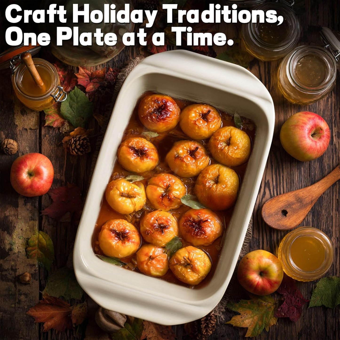 Artena Casserole Dishes For Oven, Ceramic Baking Dish, Large Lasagna Pan With Handles, Baking Pan Casserole Dish, Rectangular Bakeware Deep, White, Set Of 3 (5.1Qt/2.3Qt/1.1Qt) (Only Baking Dish)