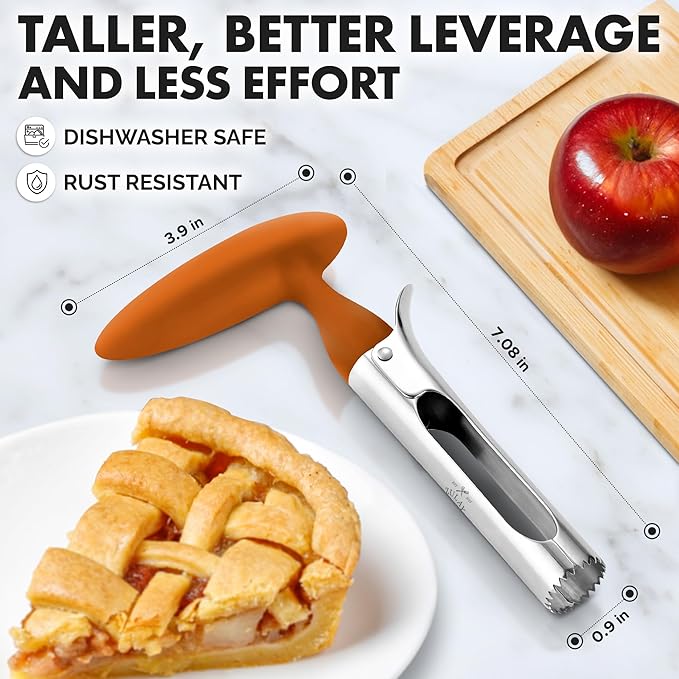 Zulay Kitchen Premium Apple Corer Tool - Ultra Sharp, Stainless Steel, Serrated Blades for Easy Coring - Easy to Use & Clean, Durable Apple Corer Remover for Baking Apples & More - Cinnamon