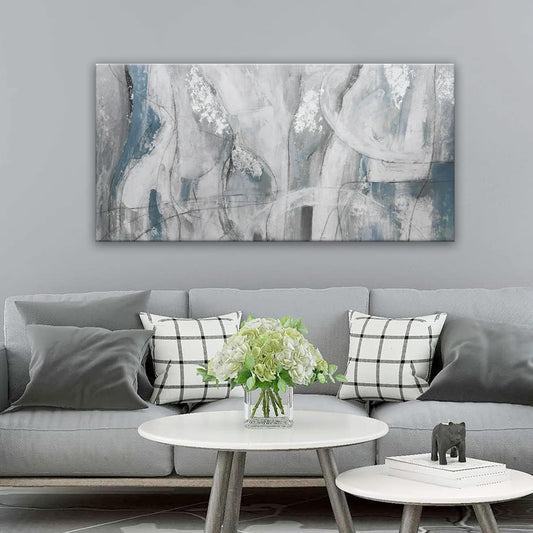 YISXINOAG Abstract Wall Art Ready To Hang White Wall Art Modern Fantasy Paintings Blue White Abstract Wall Decor Prints Canvas Art Wall Decor Painting For Bedroom Office Decoration 20" X 40"