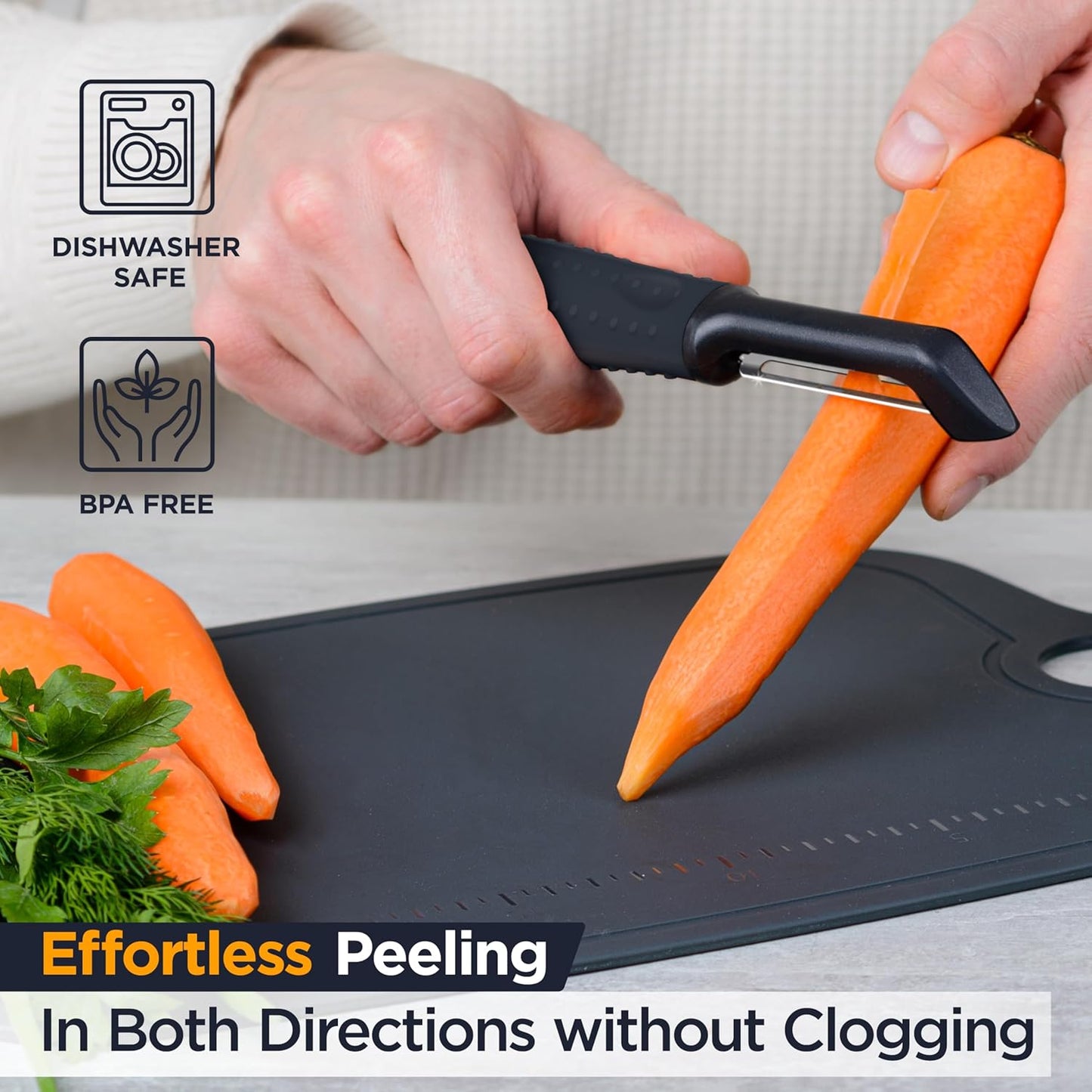 Deiss PRO Swivel Vegetable Peeler - Sharp Japan Stainless Steel Peeler With Easy Non-Slip Hand Grip, Potato Peelers For Kitchen, Fruit, Carrot, Apple, Veggie, Kiwi, Durable, Dishwasher Safe