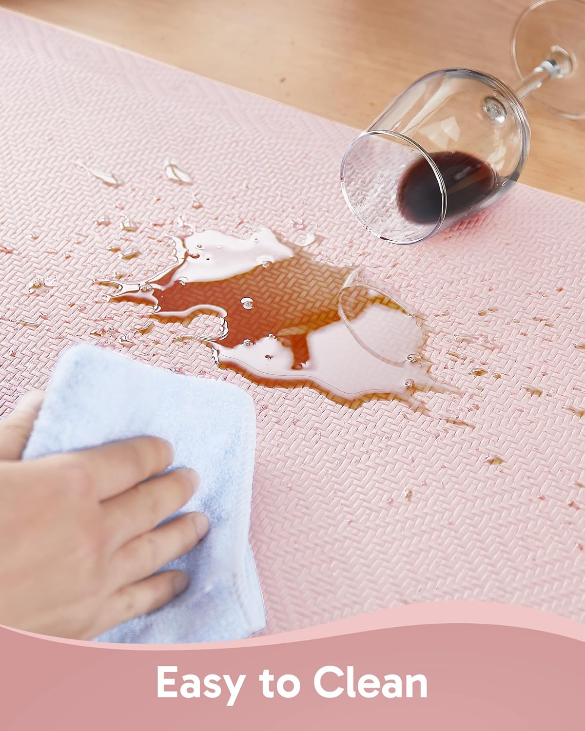 Ophanie Kitchen Mats for Floor, 3/4 Inch Thick Kitchen Rugs, 20''x32'' Anti Fatigue Standing Cushioned Mat, Waterproof,Comfort Ergonomic Mat for Office, Home, Sink, Pink Non-Slip Bottom