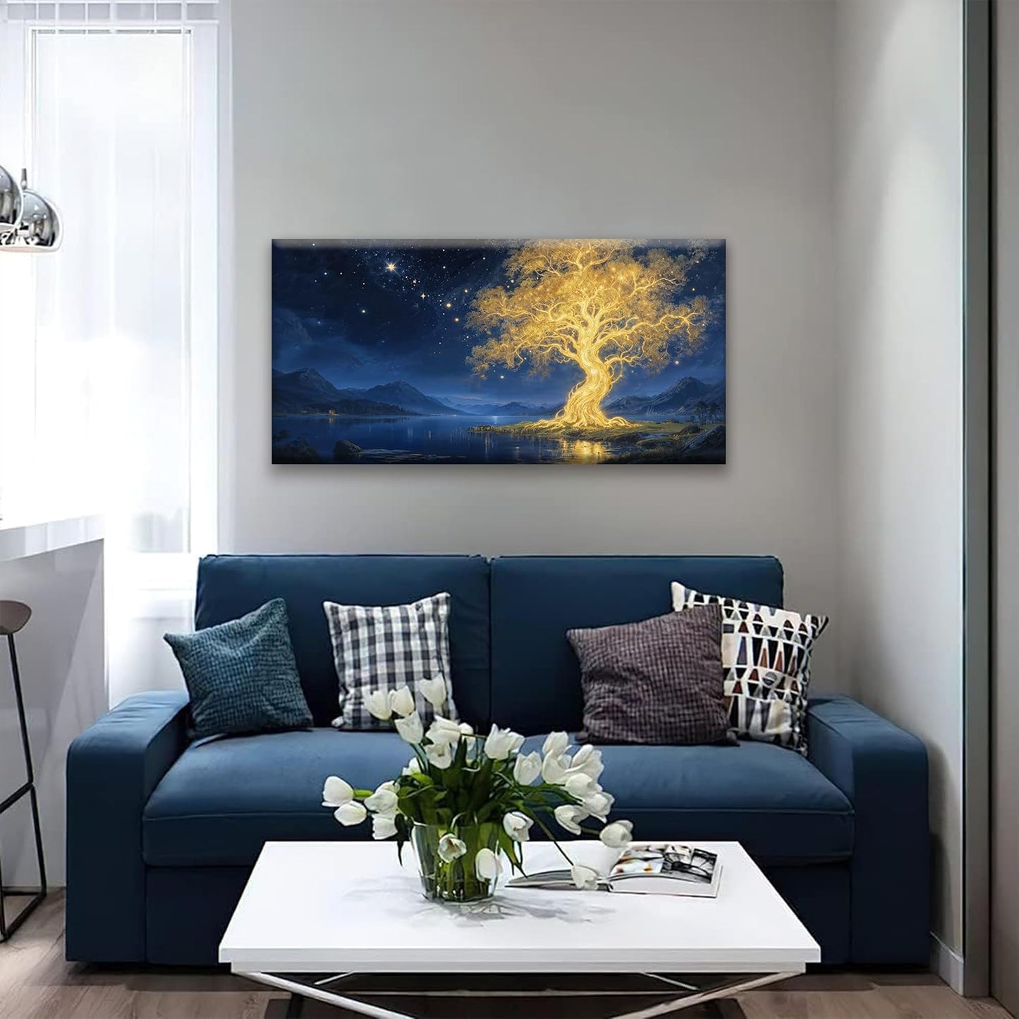 Suconvng Canvas Wall Art Decor Painting Gold Tree Plants Abstract Wall Decor Botanical Modern Wall Art Print Paintings Decorations Artwork Pictures For Bedroom Home Office Artwork 20" × 40"