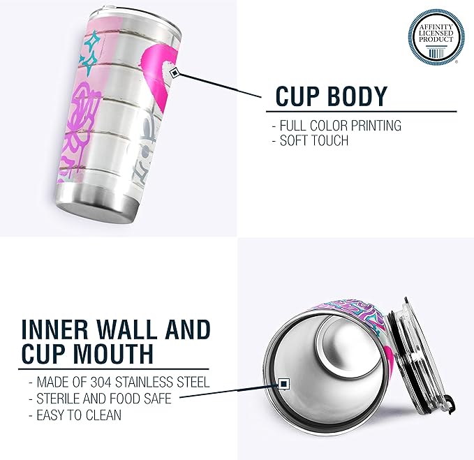 Zeta Tau Alpha Paraphernalia Officially Licensed - 20 oz Stainless Steel Insulated Sublimation Tumbler - Graffiti