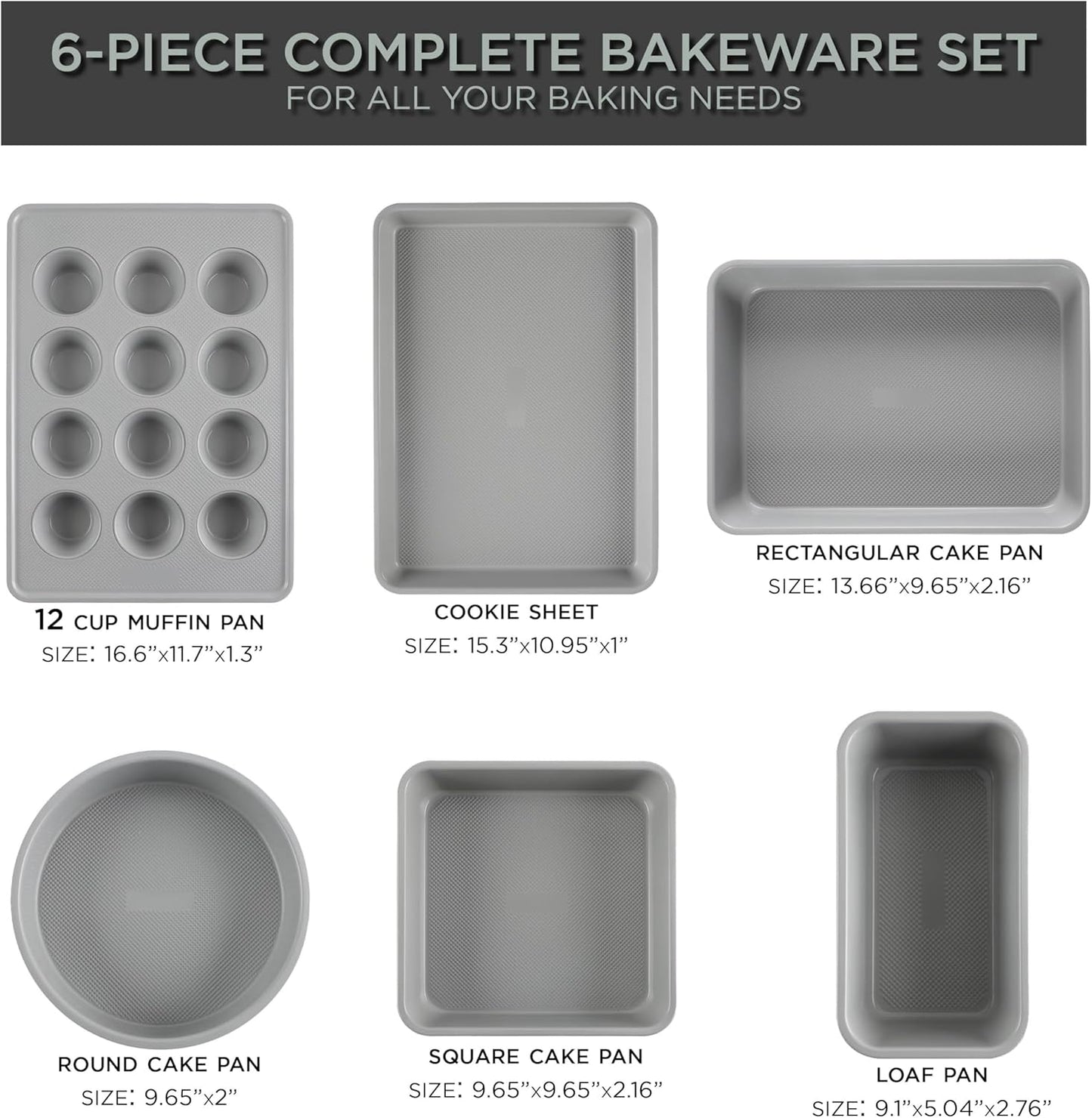 Country Kitchen Nonstick Stackable Bakeware Set - Durable, Easy Release Baking Set, Sage, 6 Pcs
