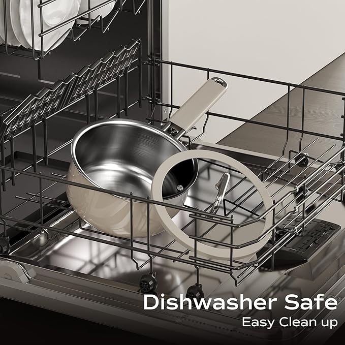 Tri-Ply Stainless Steel Sauce Pan, 1.5 Quart Saucepan with Lid, Cooking Pot for All Cooktops, Stainless Steel Pot for Home, Kitchen or Restaurant, PTFE & PFOA Free