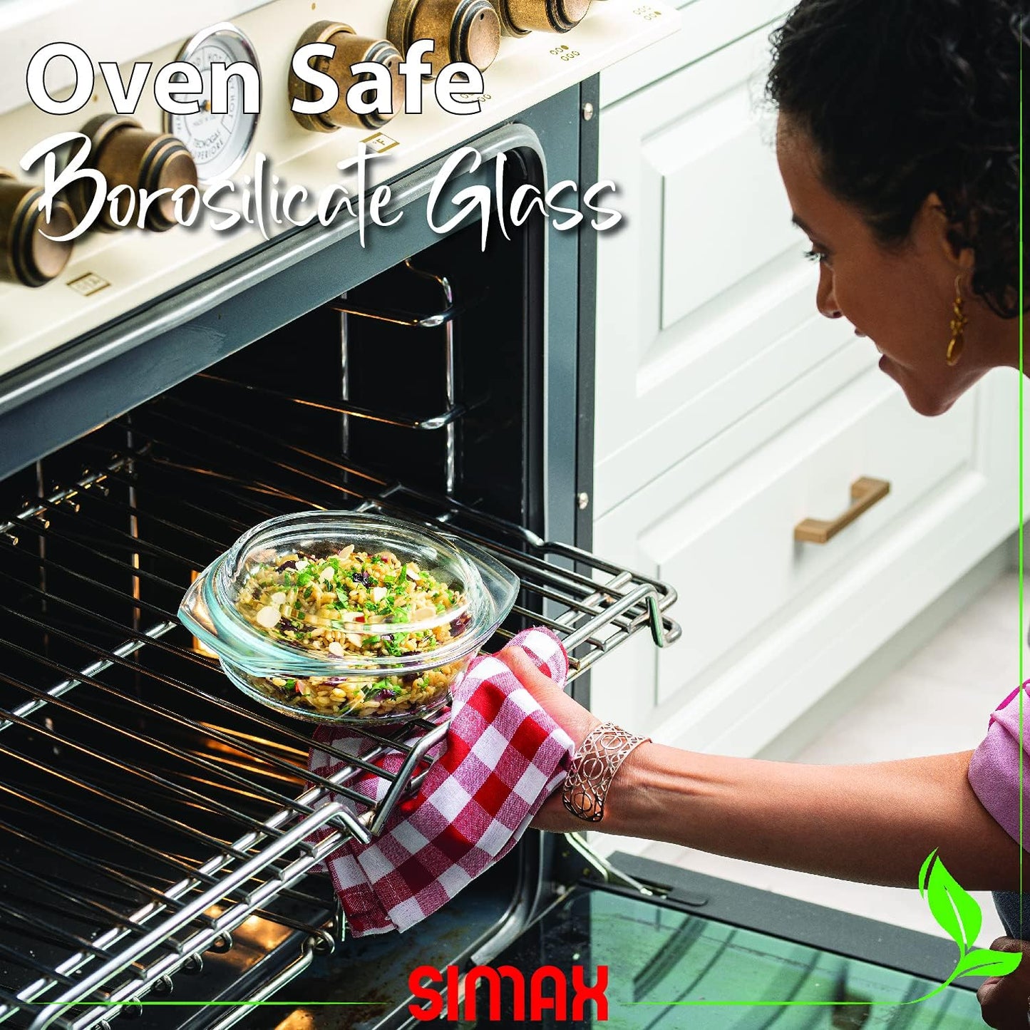 SIMAX Casserole Dish with Lid, 1 Quart Round Glass Casserole, Baking Dish, Oven, Microwave, Dishwasher Safe, Yellow, Borosilicate Glass, 946.35 cm