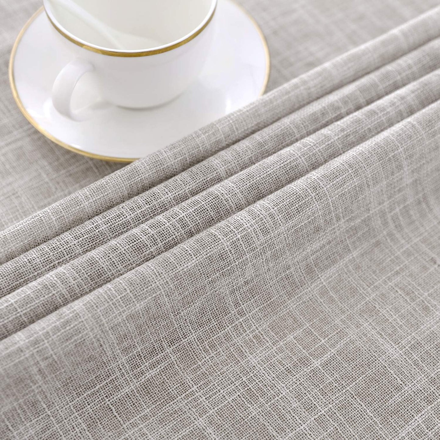 maxmill Flaxy Faux Linen Tablecloth with 2-Tone Slubby Texture Wrinkle Resistant Anti-Shrink Soft Table Cloth for Kitchen Dining Restaurant Tabletop for Event Holiday Dinner Round 70 Inch Linen