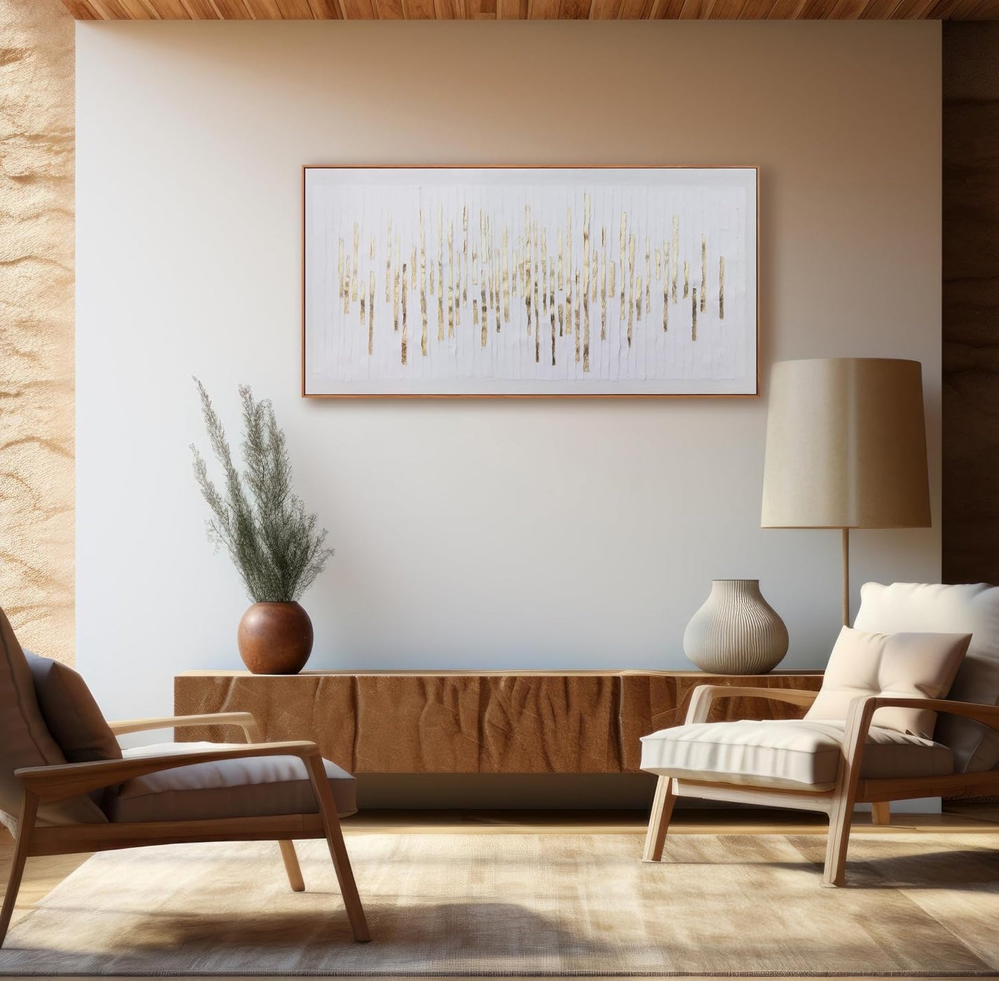 Wall Art Framed Artwork Wall Decor White Background Golden Decoration Golden Years Abstract Morden Canvas Painting For Bedroom Living Room Office Home Decor 20"X40"