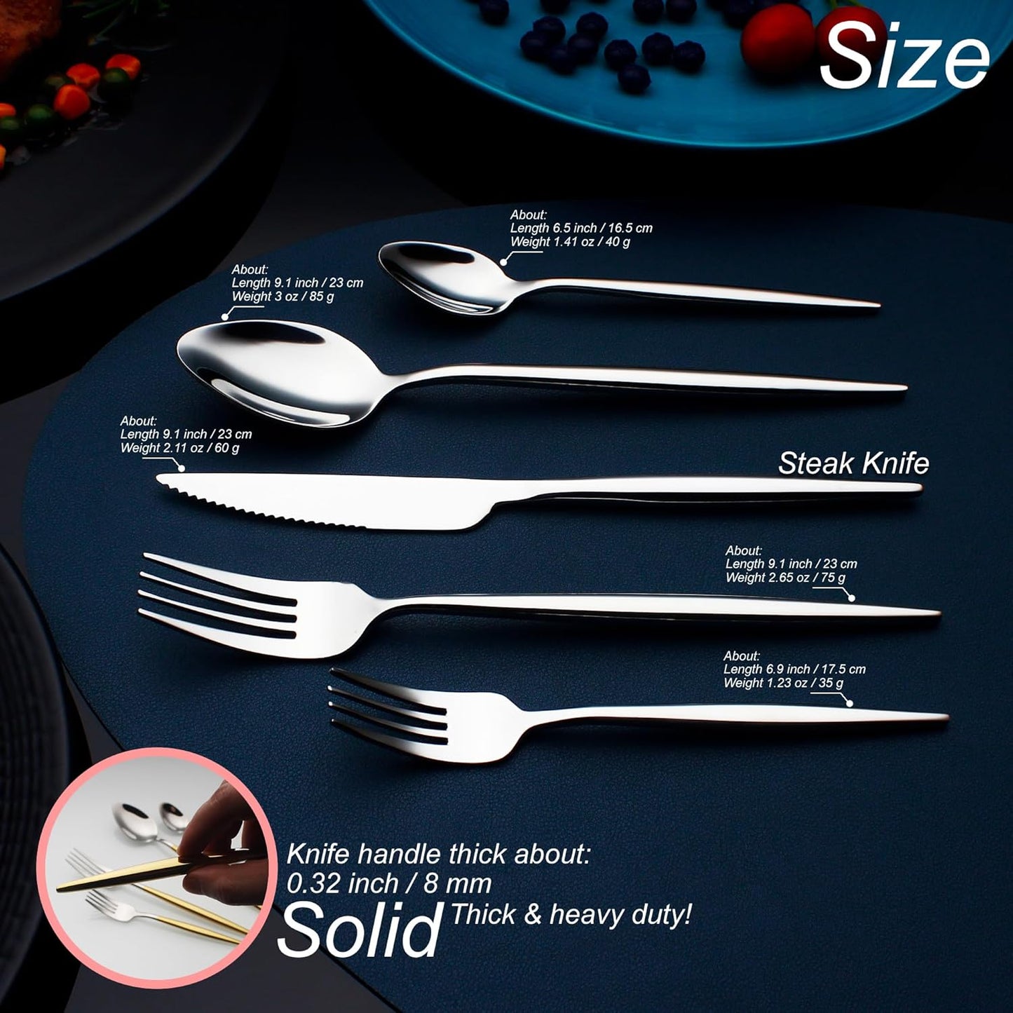 20 Piece Luxury Silverware Set for 4 Mirror-Polished 18/10 Stainless Steel Heavy Flatware Set Modern Cutlery Set Knife/Fork/Spoon Utensil Dishwasher Safe with Gifts