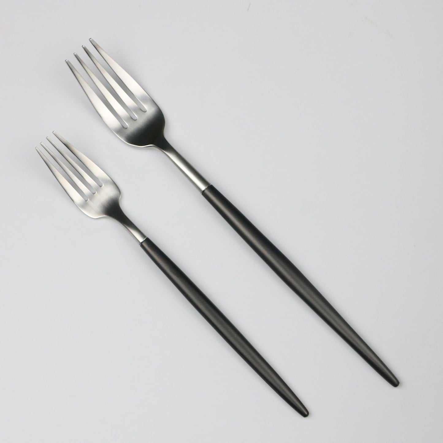 5-Piece 18/10 Stainless Steel Flatware Set, Serive for 1, With Fork Spoons Knife Teaspoon Dessert Fork for Home Kitchen Restaurant Hotel (Black + Silver)