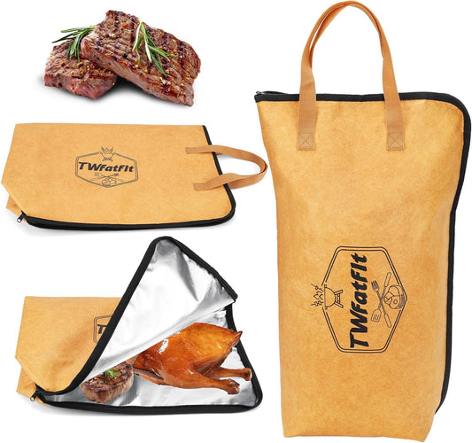 BBQ Blanket for Resting Meat & BBQ Meat Blanket｜21-Inch Wide-Mouth Insulated Meat Resting Bag for Brisket, Pork Shoulder, Turkey & Beef, Leak-Proof, Easy-Clean, Foldable, Camping & Gift for Men