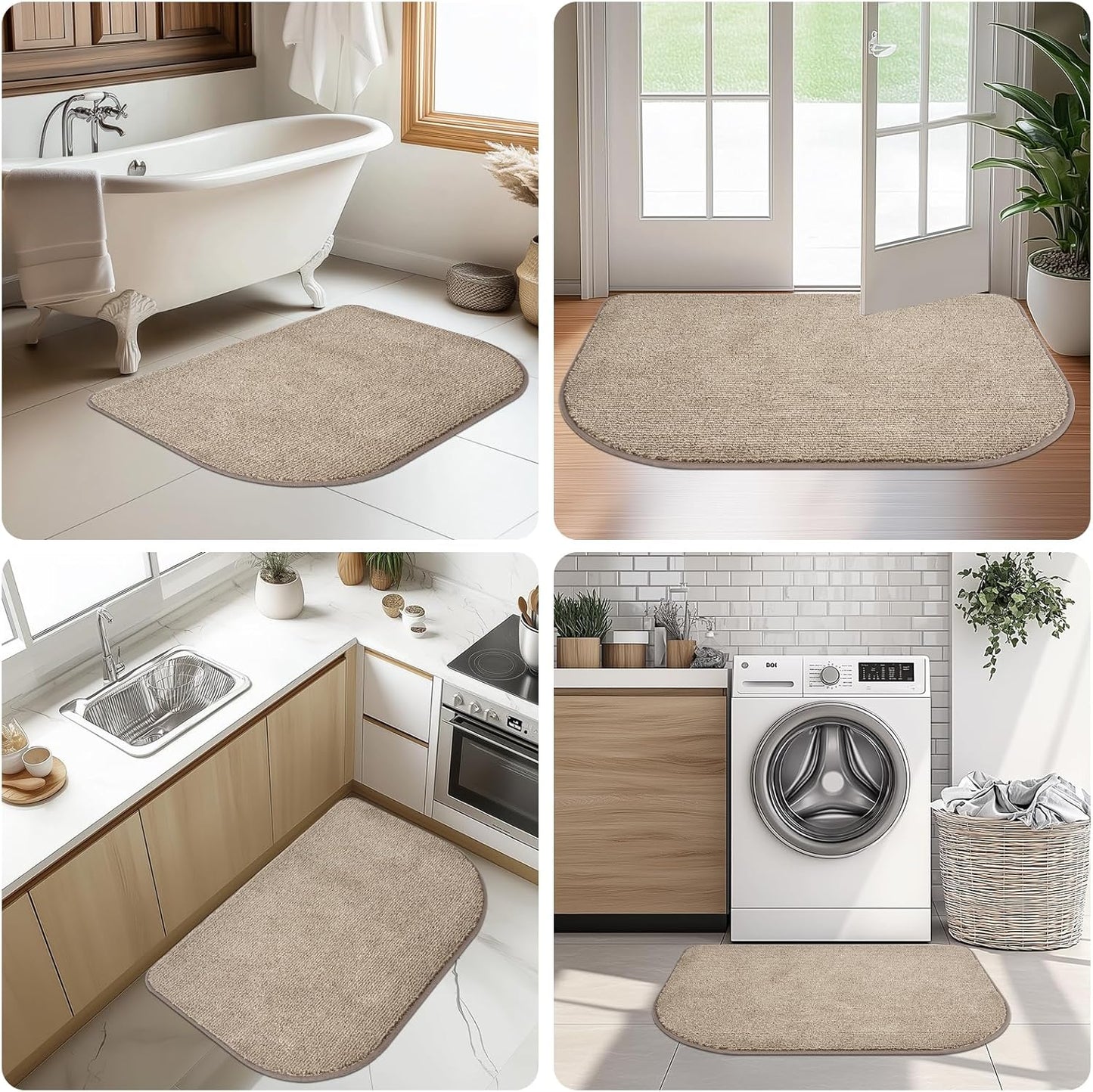 Washable Kitchen Rug 24" x 47" / 60cm x 120cm, Non Slip Kitchen Mat for Floor, Absorbent Indoor Entryway Runner Rug for Laundry, Bathroom, Bedroom,Door