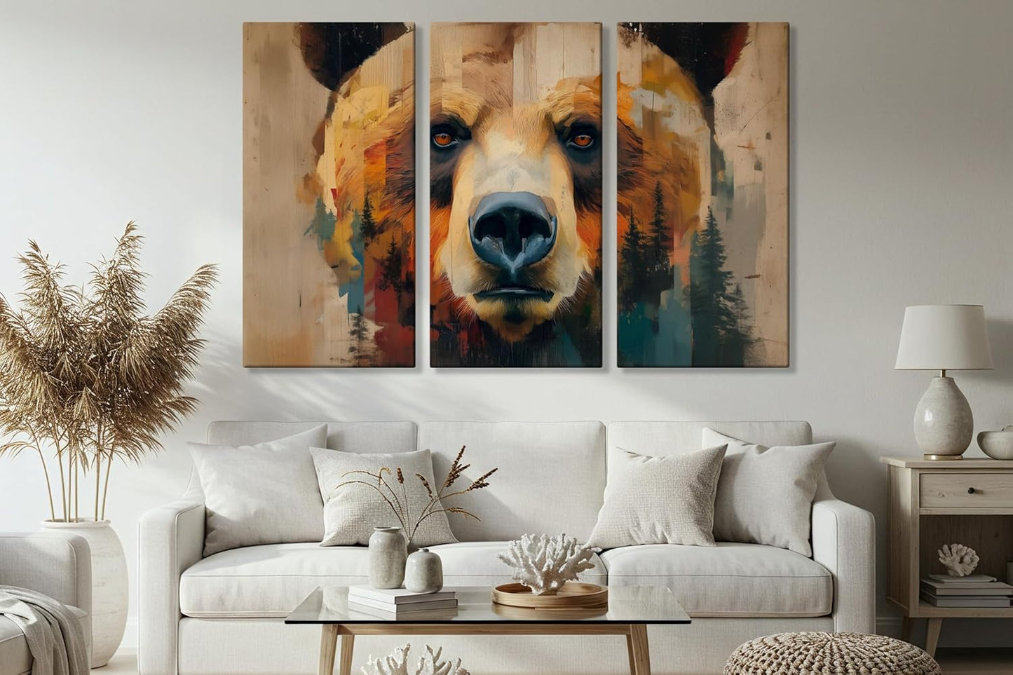Wildlife Canvas Prints - Wild Animals Home Decor - Medium, Large, and Extra Large Wall Art for Living Room, Bathroom, Kitchen (The Forest Spirit, 55L" x 83W"- 3 Panels)