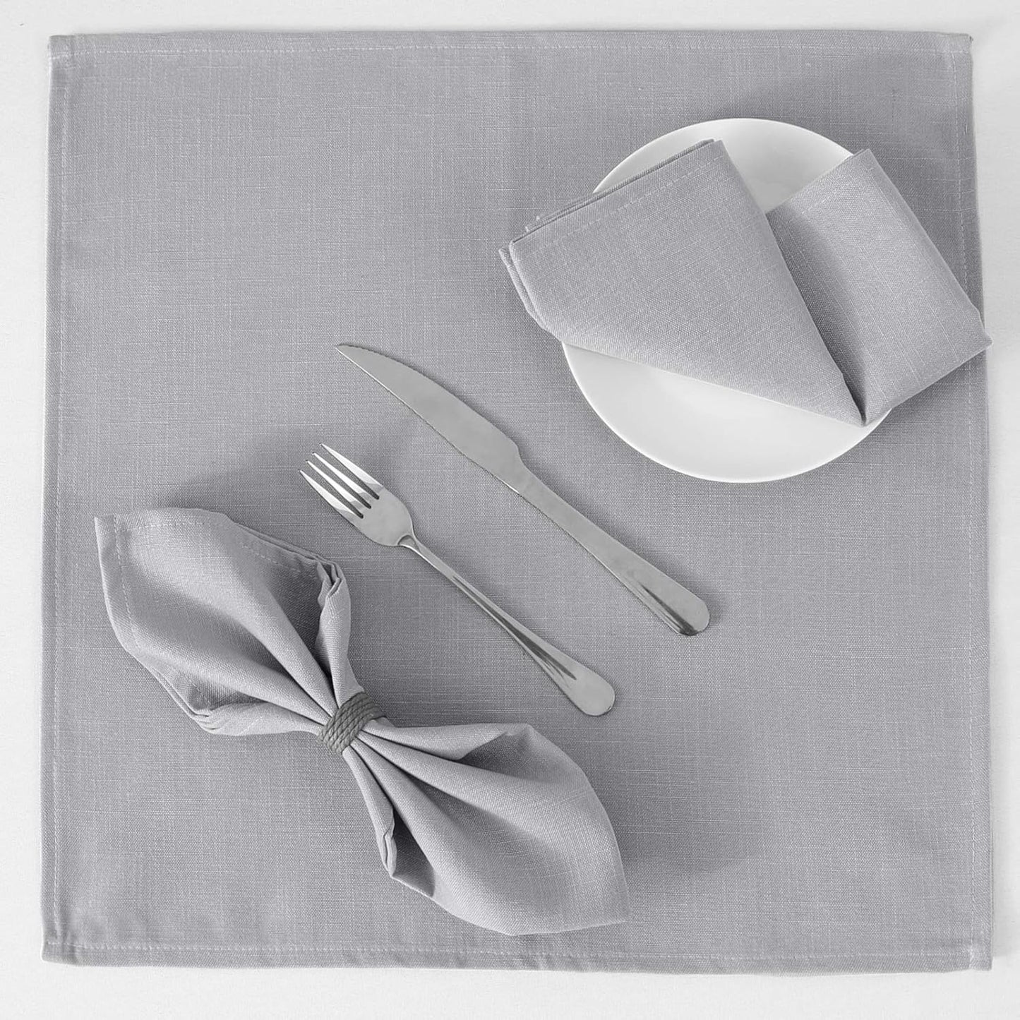 H.VERSAILTEX Cloth Napkins Set of 12 (18" X 18") Linen Textured Dinner Napkins Waterproof Extra Soft Thick Durable Reusable Napkins with Hemmed Edges for Dinners, Weddings and Everyday Use, Grey