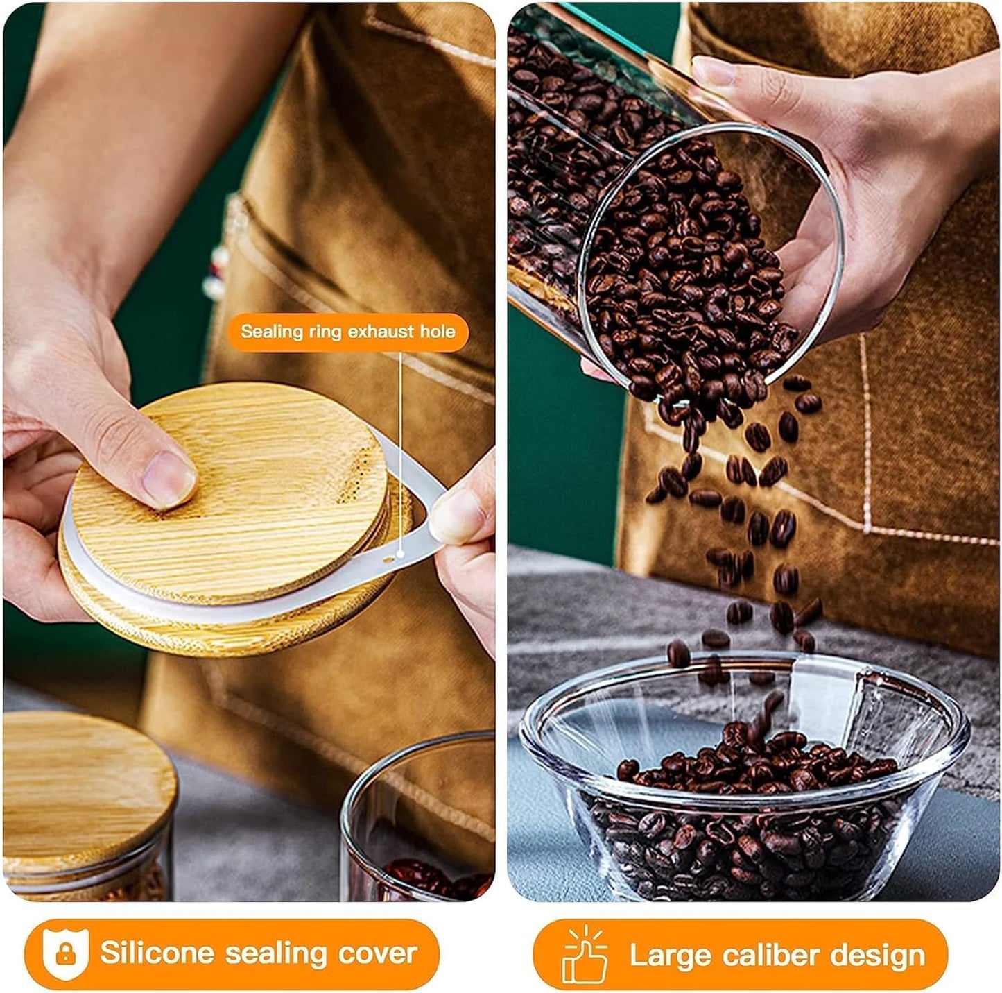 4-Pack 18.2 oz Overnight Oats Containers with Lids,Sealed Borosilicate Glass Jars with Bamboo Lid and Spoon,Clear Food Storage Jar for Kitchen,Candy, Spices, Coffee Beans,Cookies, Salad,Oats, Flour