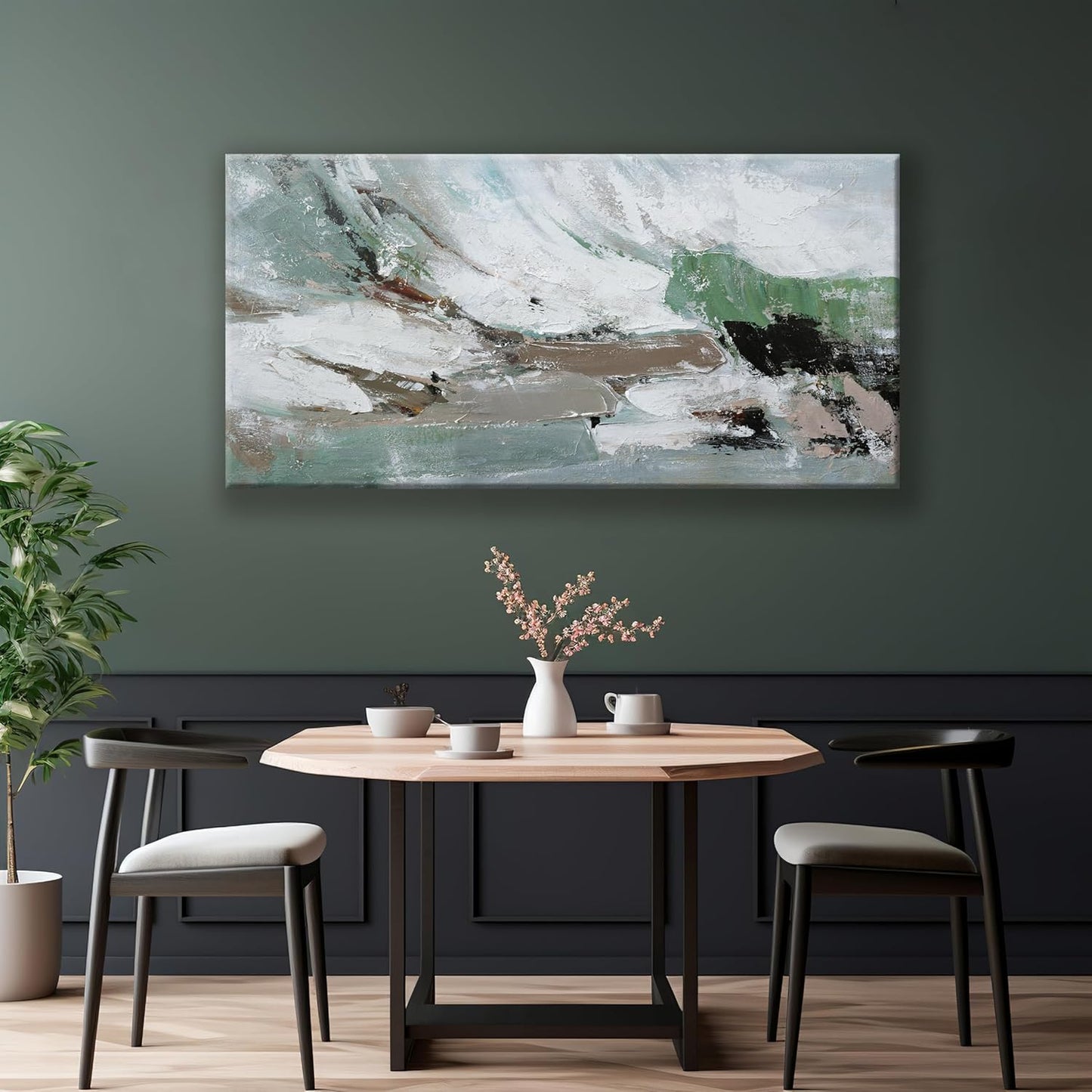 Canvas Wall Art Decor Large Canvas Wall Art For Living Room Abstract Art Modern Green Wall Art Decor Colorful Abstract Wall Art Prints Large Art Work For Bedroom Office Kitchen Wall Decor 24" x 48"