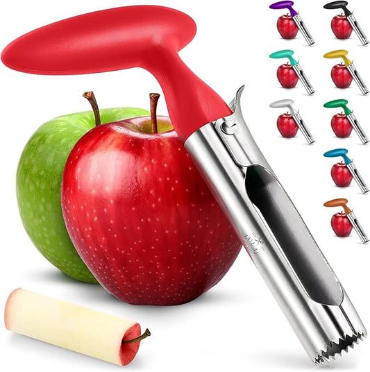 Zulay Kitchen Premium Apple Corer Tool - Ultra Sharp, Stainless Steel, Serrated Blades for Easy Coring - Easy to Use & Clean, Durable Apple Corer Remover for Baking Apples & More - Red