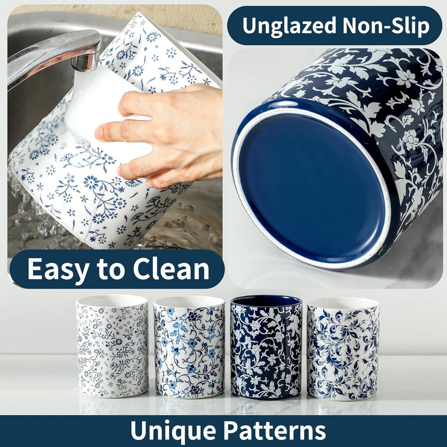 kitchen tool holder,kitchen spatula holder-extra large utensil holder,utensil holder ceramic apartment essentials（7.2in×6.2in）