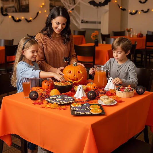 sancua Square Tablecloth - 70 x 70 Inch - Stain and Wrinkle Resistant Washable Polyester Table Cloth, Decorative Fabric Table Cover for Dining Tables, Buffet Parties and Camping, Orange