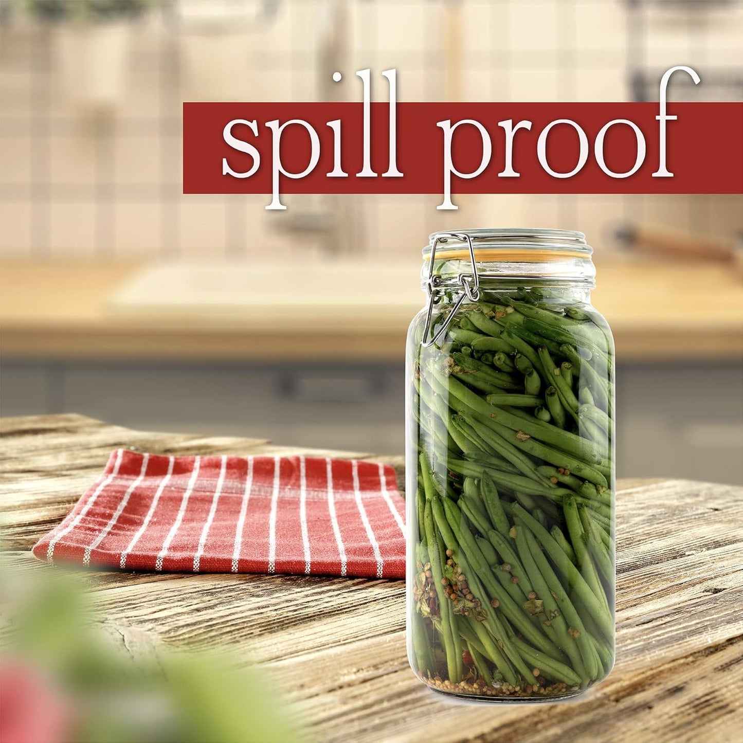 Galashield Classic Glass Jars with Airtight Lids - 67 oz Food Storage Jars - Leak Proof, Shock Resistant, Dishwasher Safe