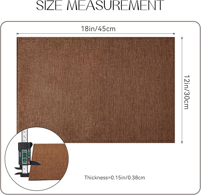 Romanstile Cloth Placemats Set of 4-12 x 18 Inch, Heat Resistant Double Layered Thickened Burlap Place Mats, Washable Linen Farmhouse Table Mats for Kitchen/Dining/Party/Outdoor, Dark Brown