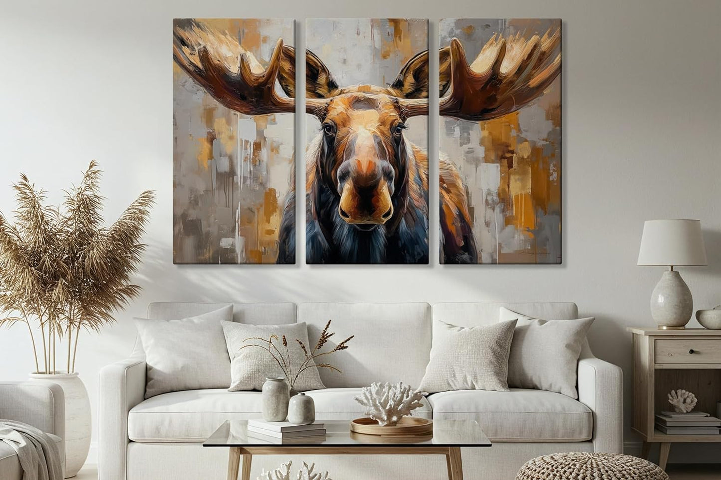 Wildlife Canvas Prints - Wild Animals Home Decor - Medium, Large, and Extra Large Wall Art for Living Room, Bathroom, Kitchen (The Forest King, 31L" x 47W" - 3 Panels)