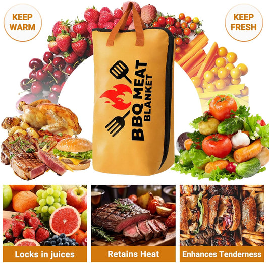 21in Brisket Blanket & Meat Resting Bag – Insulated BBQ Blanket for Resting Meat | Heavy-Duty Smoker Accessory for Brisket, Pork Shoulder, Smoked Turkey | BBQ Gifts for Men & Meat Lovers
