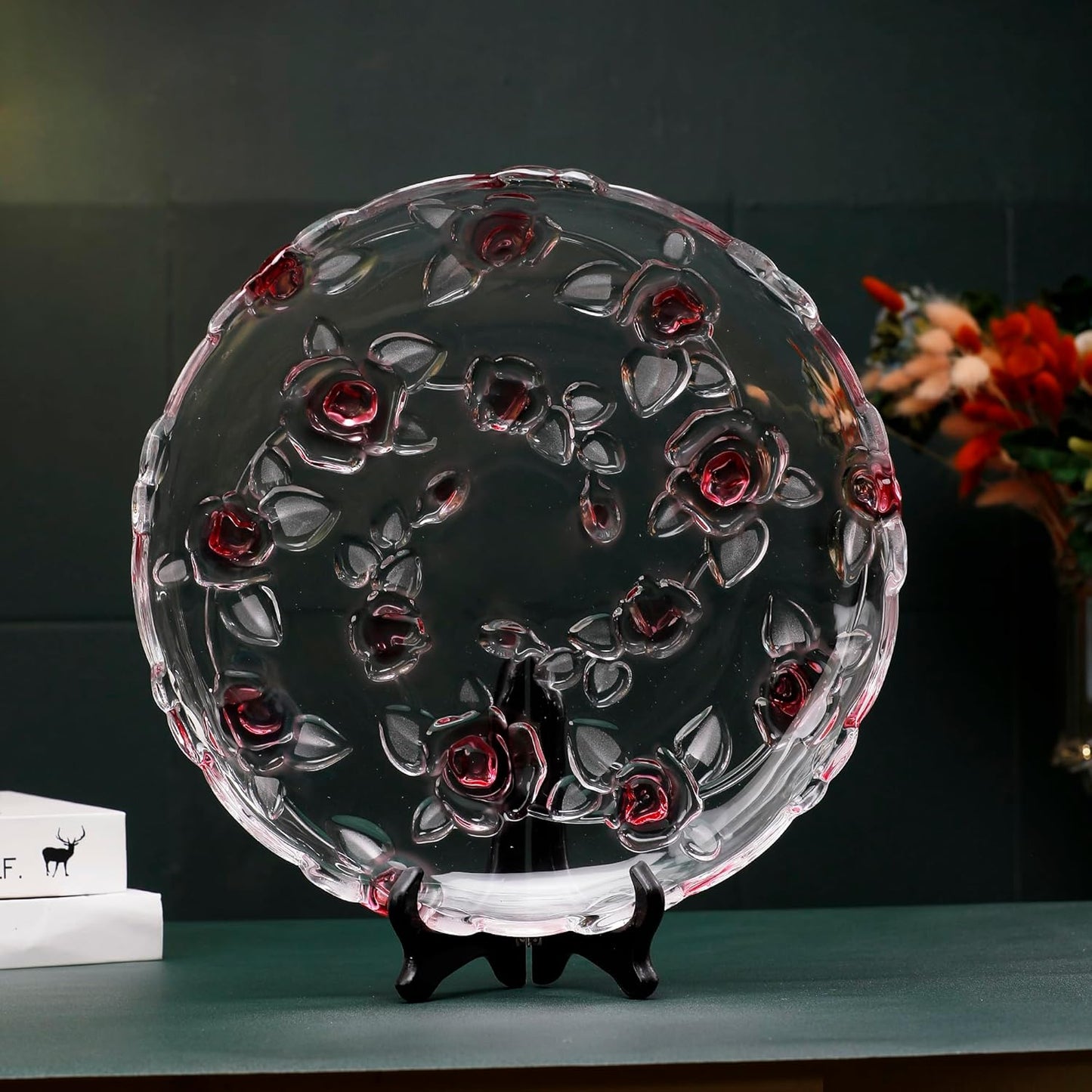 MAGCOLOR Pink Rose -shaped Large Decorative Bowl-13 inch Diameter, Modern Handicraft Pink Bowls for Home Decor, Decorative Fruit Bowl for Kitchen Counter, Stylish Key Bowl for Entry Table,