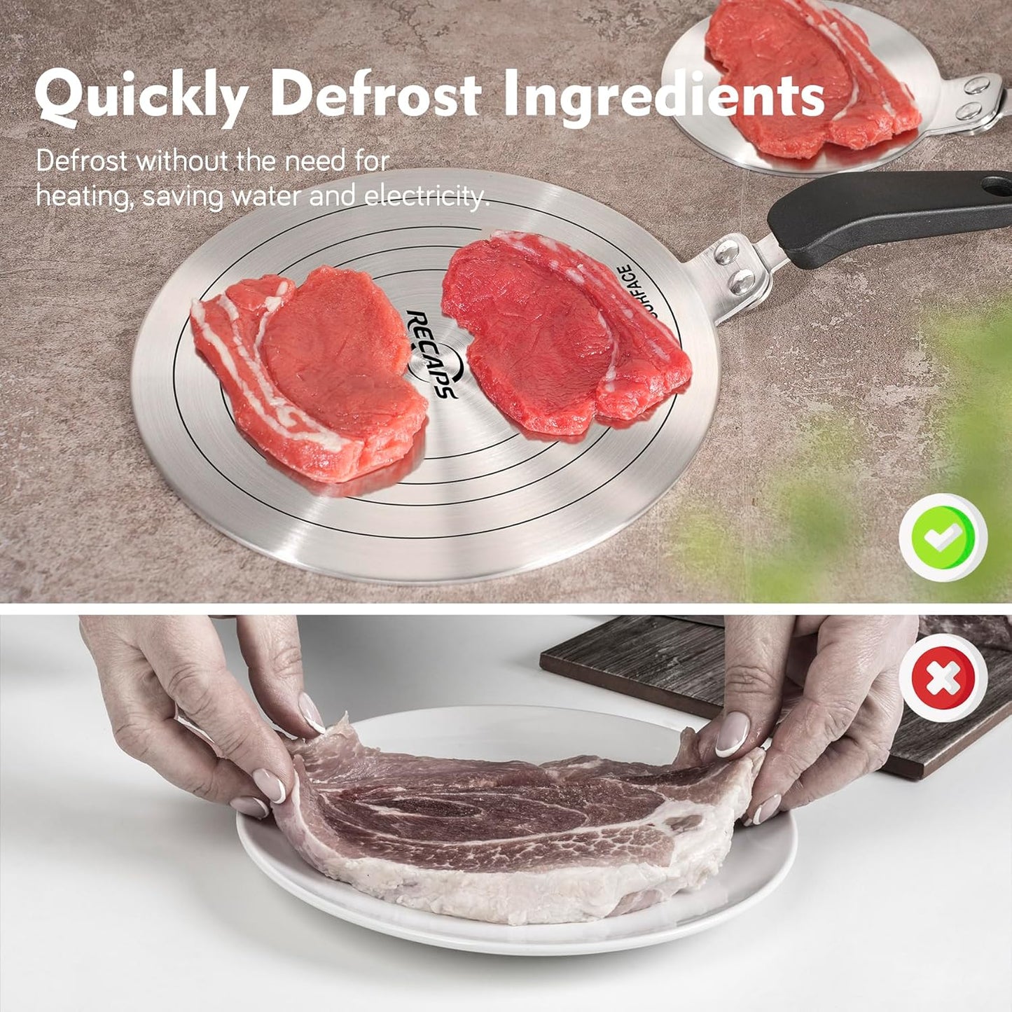 RECAPS 9.45 inch Stainless Steel Induction adapter plate for Induction Electric Gas Glass Cooktop, Heater Diffuser for Moka Pot, Glass bowls, Sauce Pan