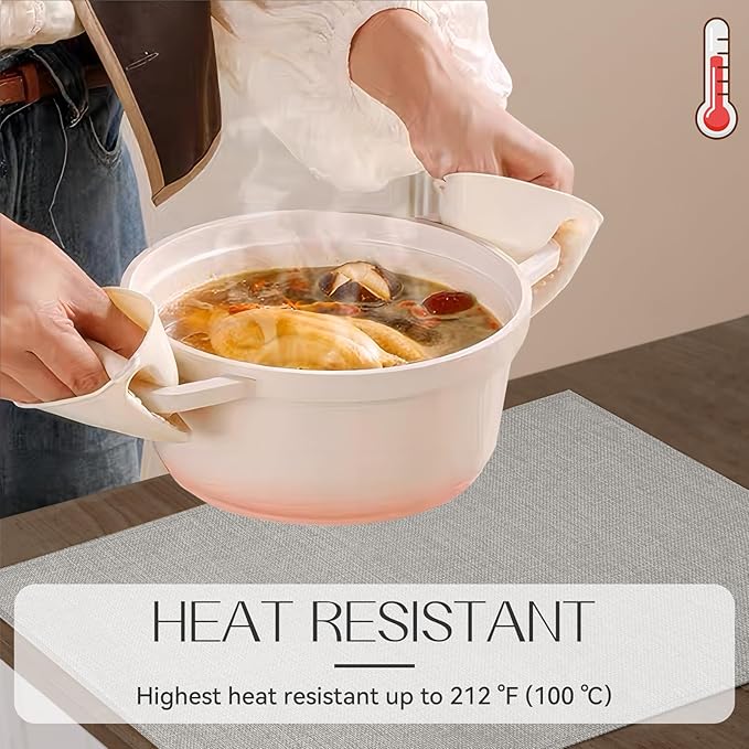 Romanstile Cloth Placemats Set of 6-12 x 18 Inch, Heat Resistant Double Layered Thickened Burlap Place Mats, Washable Linen Farmhouse Table Mats for Kitchen/Dining/Party/Outdoor, Light Grey