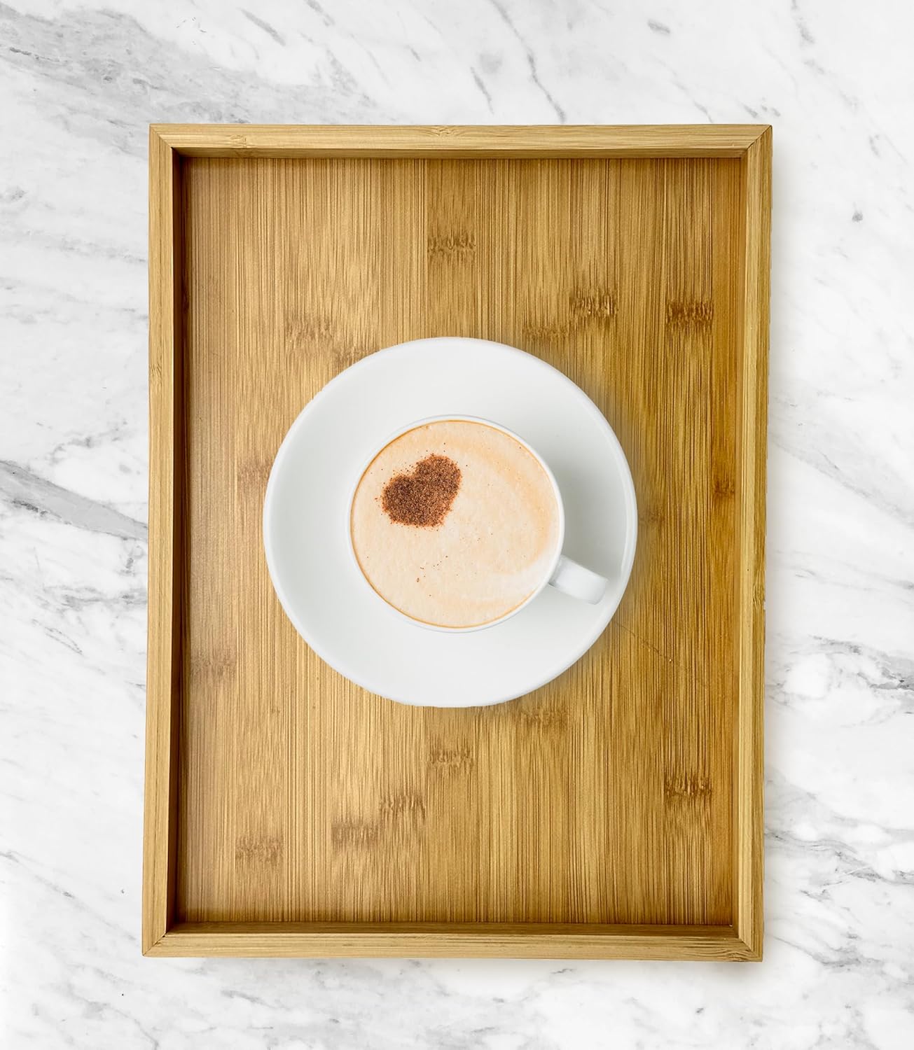 Bam & Boo Natural Bamboo Serving Tray Modern Rectangular (Bamboo, 13.75” x 10.25" x 1.2") for Food, Drinks, Decor, Vanity in Home, Kitchen, Bathroom, Coffee Table, Bed