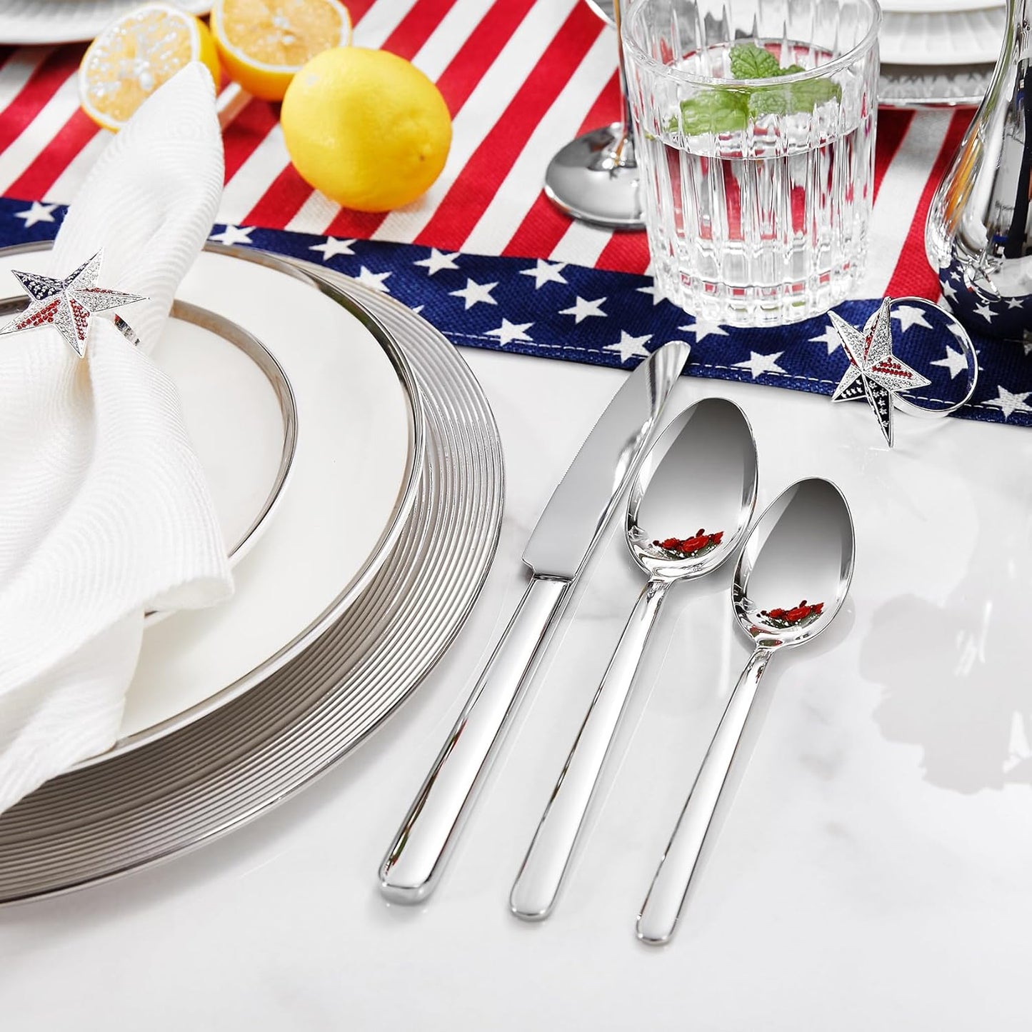 KEAWELL Premium Lucent Silverware Set, 20/45/65-Piece Mirror-Polished 18/10 Stainless Steel Flatware, Dishwasher Safe for Refined Dining and Entertaining (45, Silver)