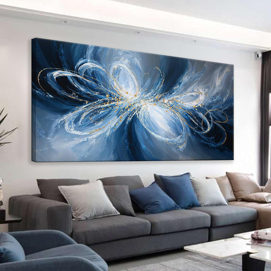 Modern White Blue Wall Art Decor Ready To Hang Room Wall Decor Artwork Abstract Wall Art For Living Room Office Kitchen Bathroom Bedroom Canvas Prints 20x40 Inch