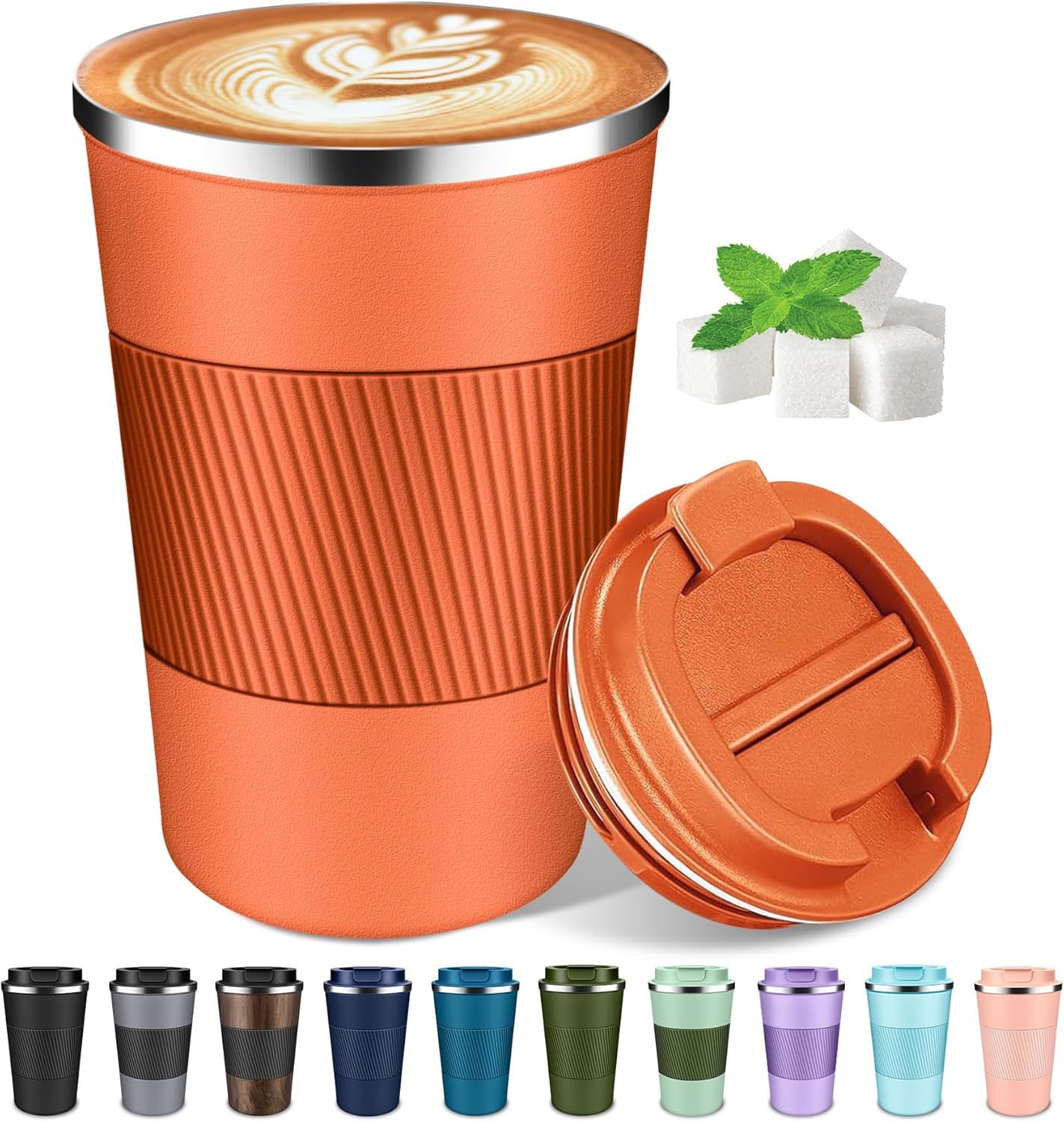 Coffee Travel Mug 12oz Insulated Coffee Mug with Lid Portable Spill-Proof Coffee Mug No Handle Reusable Stainless Steel Cup Keeps Cold and Hot Suitable for Car, Daily, Travel and Gifts