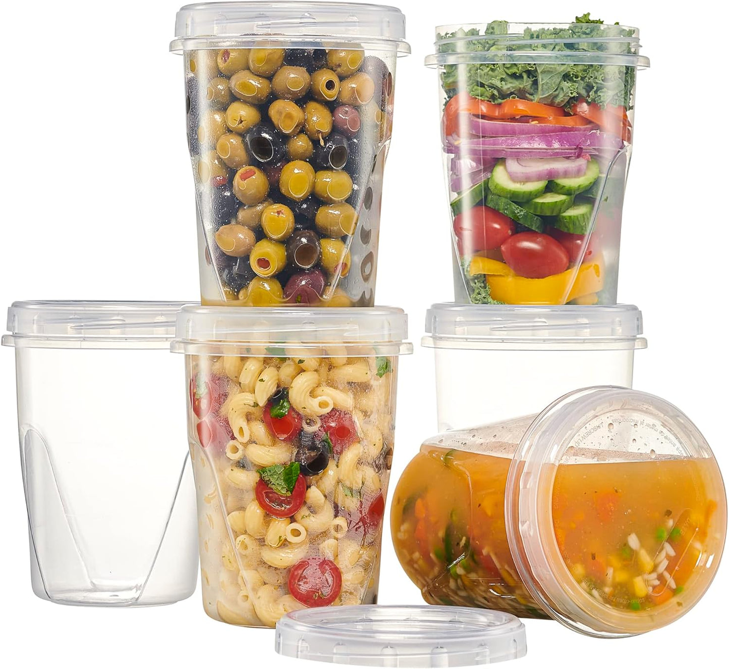 PLASTICPRO 6 Pack Twist Cap Food Storage Containers with Clear Screw on Lid- 32 oz Reusable Meal Prep Containers - Freezer and Microwave Safe Clear Plastic Food Storage